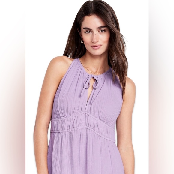 NWTSđź’“GAP OLD NAVY LGđź’“LILAC PURPLE TIERED MAXI DRESS ADJUSTABLE NECK STRAPS - Picture 5 of 13